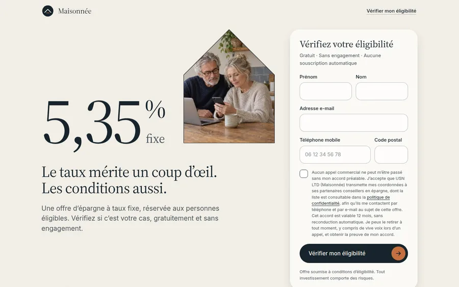 Anteprima della versione A: pagina semplice con il modulo